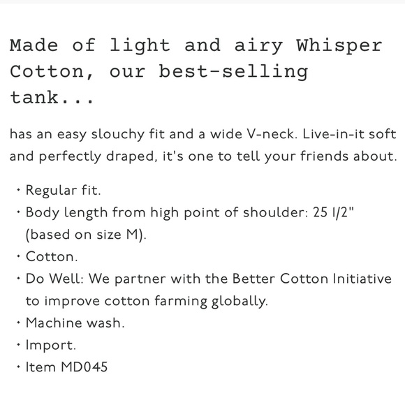 🆕Madewell-Whisper Cotton V-Neck with Pocket Tank - Picture 3 of 5